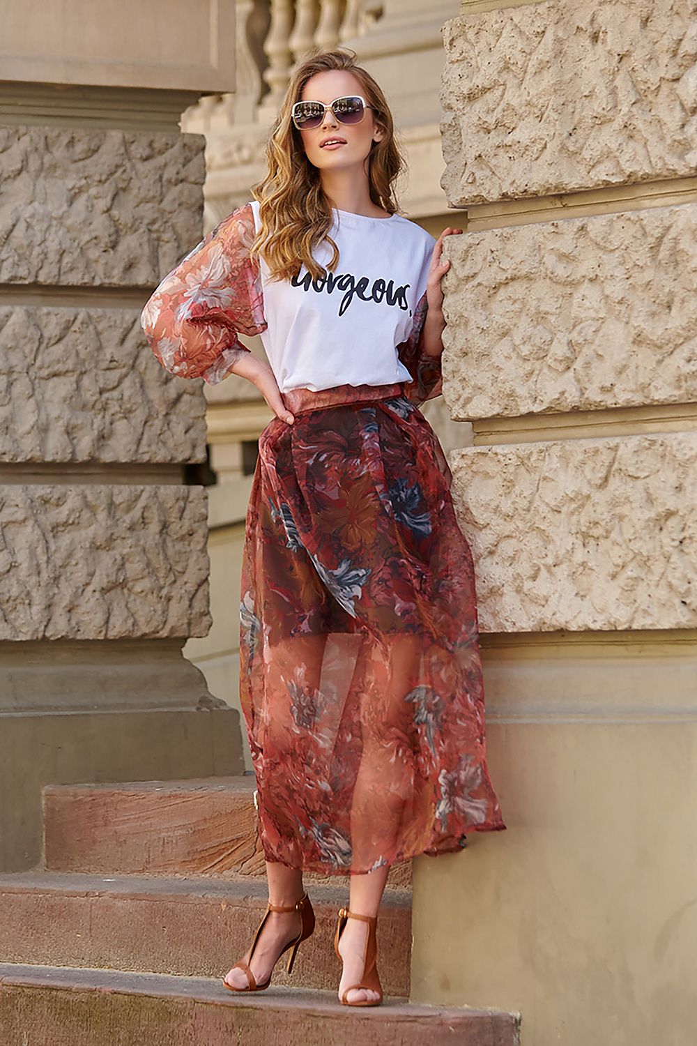  Jupe longue model 145582 Makadamia 